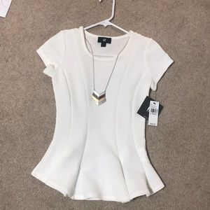 Cream Peplum shirt